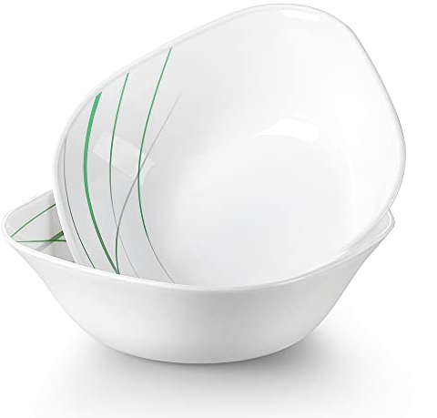 VEWEET, Série AVIVA, Bols Saladier en Verre Opale Trempé, 2 Pièces, 22 * 7cm, 1500ml, Anti-chute, Casse- Resistant