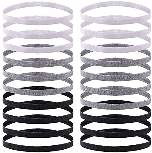 Duufin 20 Stück Sport Haarband Anti-Rutsch Stirnbänder Elastische Haarbänder Sport Stirnband Dünn für Damen Herren Yoga Fitness(schwarz, weiß, grau)
