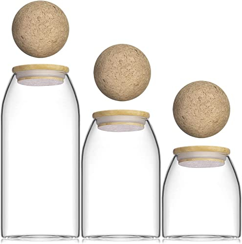 Kuahome Glas Vorratsglas 3-Set mit Deckel, luftdicht Borosilikatglas Vorratsbehälter. Aufbewahrung Gewürzen Vorratsdosen vorratsgläser aufbewarungsgläser