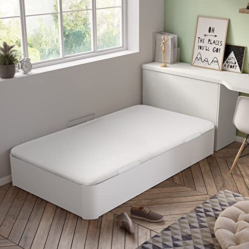 ROYAL SLEEP | Canapé Juvenil Apertura Lateral | 105x190 | Montaje y Retirada Incluido | Blanco | Alta Resistencia y Capacidad | Apto Todos colchones | 32 cm | Space Bed