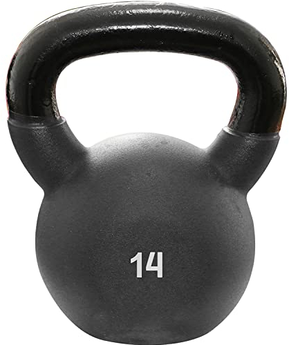 Sporttrend 24® Kettlebell 2kg, 4kg, 6kg, 8kg, 10kg, 12kg, 14kg, 16kg, 18kg, 20kg, 22kg, 24kg, 26kg, 28kg, 30kg in schwarz | Kugelhantel Hantel Schwunghantel Gusseisen (Schwarz, 14KG)