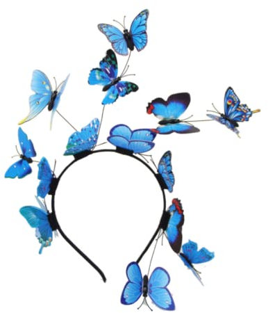 LEEMASING Haarreif für Damen und Mädchen, Party, Fee, Schmetterling, Stirnband, Tiara, Reifen, Fascinator für Schönheitswettbewerbe, Hochzeit, Abschlussball, Geburtstag (blau)
