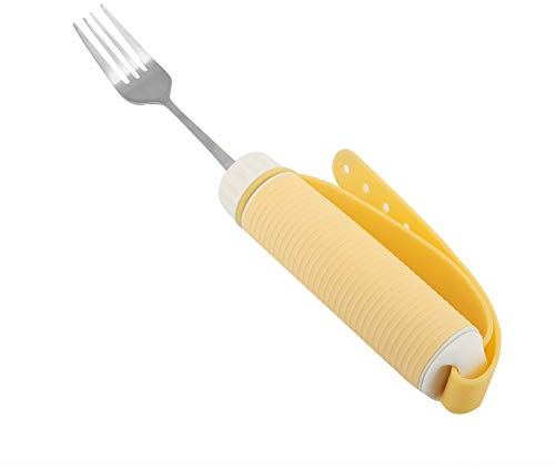 Ustensile Handicapé, Fourchette/cuillère en Acier Inoxydable Vaisselle Rotative à 360 Degrés avec Poignée en Silicone Antidérapante pour les Personnes âgées(fourchette)