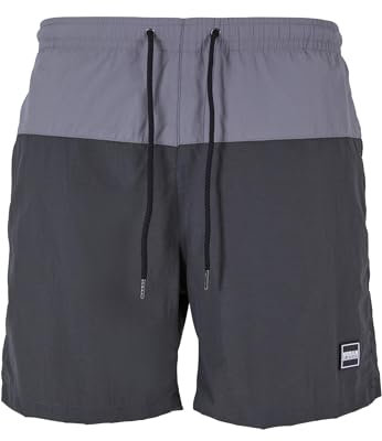 Urban Classics Men's Block Swim Shorts Badehose, Blackbird/Asphalt, 4XL
