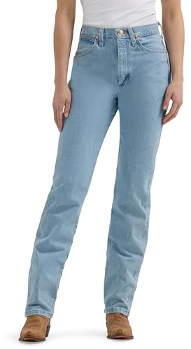 Wrangler Women's Cowboy Cut High Rise Slim Fit Tapered Leg Jean, Bleach, 5-32