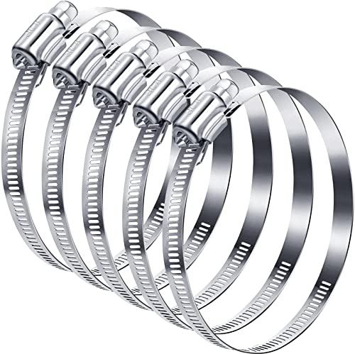5PCS Jubilee Clips Adjustable Hose Clips Range 141-165mm Stainless Steel Hose Clamp Jubilee Clips Assorted for Fixing Exhaust Hose Fan Dryer Washing Machine Garden Dishwasher Pool