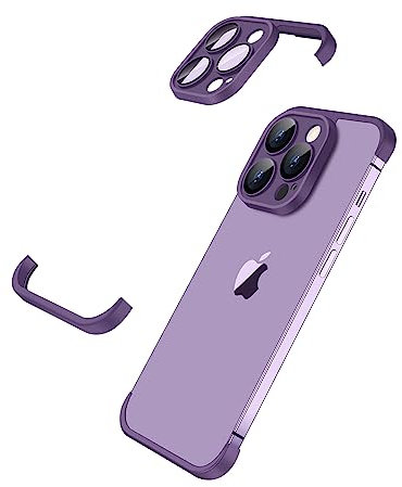 Losin Compatible with iPhone 14 Pro Max Case Borderless Design Camera Lens Protection Thin Lightweight Soft Silicone Frameless Case Shockproof Bumper Cover for iPhone 14 Pro Max 6.7 inch, Purple