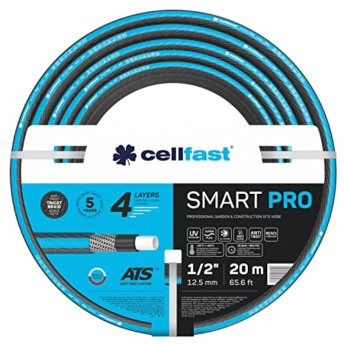 Cellfast SMART PRO ATS 4-lagiger Gartenschlauch ATS Trikotgewebe Flexibel Knickfest UV und Algenfest (1/2 20 m)