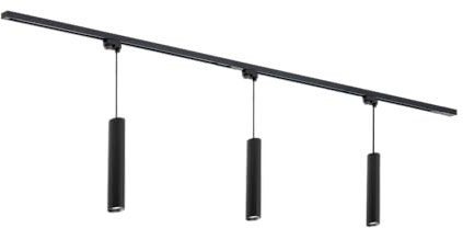 Qub Focus III 1-Phasen Led Schienensystem - 200cm - 3x GU10 Pendelleuchten - 2x 1m Schienen - I-Form - Deckenstrahler Schwarz - Erweiterbar & flexibel - LED-kompatibel - Modernes Design Spot lampe