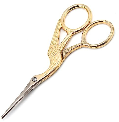 11.5cm Edelstahl Sharp Tip Klassische Storch Schere Kranich Design Nähschere DIY Werkzeuge Schneiderschere Schere (Silber&Gold)