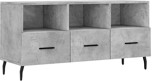 vidaXL TV Schrank, Fernsehschrank mit 3 Schubladen, Fernsehtisch für Wohnzimmer, Lowboard Sideboard TV Ständer TV Gerät, Betongrau Holzwerkstoff