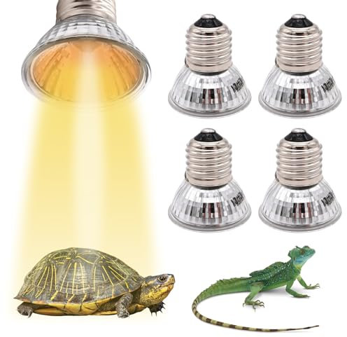 Sporgo UVA UVB Schildkröte Wärmelampe: 4 Stück 50W Terrarium Lampe E27, Reptilien Glühlampe Vollspektrum Sonnenlampe Heizung für Schildkröten, Eidechsen