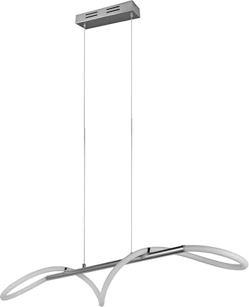 Reality Leuchten LED Pendelleuchte Argos R32361106, Metall Chrom, Kunststoff Weiß, inkl. 28 Watt LED, Switch Dimmer |