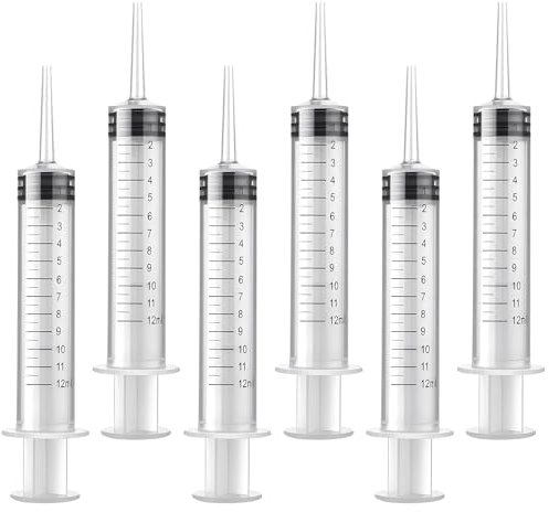 6 siringhe per irrigazione dentale, 12 ml, siringa dentale, con punta extra fine, per la cura degli animali domestici, riempimento di colla