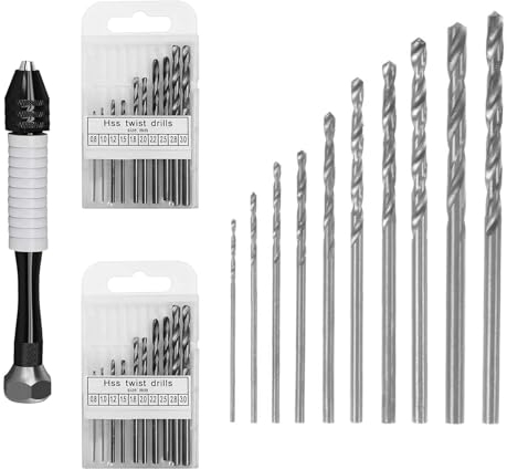 HUAZIZ Micro Brocas Taladro Drill, Mini Taladro Manual Kit, 20 piezas de PCB Placa de circuito de impresión Carburo Micro brocas, 0.8 mm a 3.0 mm Carburo PCB Joyería de herramienta