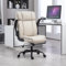 LIYURUI Bürostuhl Ergonomischer 150KG Belastbarkeit Chefsessel Stoff Flip-up Armlehnen/110° Schaukeln Chefsessel mit Hoher Rückenlehne und Breitem Sitz Schreibtischstuhl, Beige