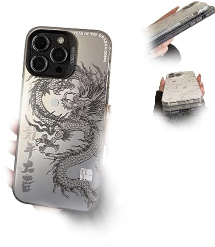 2024 Chinese Tradition Dragon Edition Case for iPhone, Chinese Dragon Cover Case, Phone Shell Shockproof Case Bumper Protectiv for iPhone 15/14/13/12/11 (for iphone12,Black)
