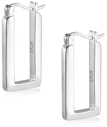 ALEXCRAFT Dicke Ohrringe Silber 925 Rechteckig Creolen Eckige Damen Geschenk für Frauen Freundin Mama Mädchen