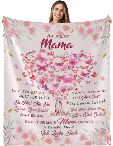 Chicnix Muttertagsgeschenke für Mama, Geburtstagsgeschenk für Mama, Kuscheldecke Flauschig Geschenk für Mama von Tochter Sohn, Beste Mama Geschenk Flanelldecke für Muttertag Weihnachten 130x150cm