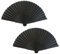 2 Stück Fächer Schwarz,Handfächer Klein Faltfächer,Rave Fächer,Faltbarer Hand Fan,Hochzeit Outfit Fecher,Faltbare Chinesischer Vintage Sommer Stoff Fans Set,für Damen Herren Festival Party,Dance Deko