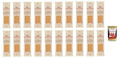 Italian Gourmet Linguine N° 13 pasta, 20 x 500g, Hartweizen Bronze gezogen | Lenta lavorazione italiana; raue Oberfläche, hält Saucen gut, confezione per, Gesamtnettogewicht 10 kg + Kostenlos Polpa 400g