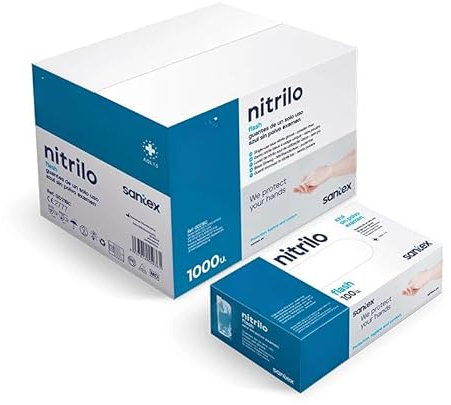 ABD Guantes de Nitrilo Azul Pack de 1000 Unidades, Resistentes al Desgarro, Antideslizantes, Sin Látex, Apto para Uso Alimentario, Cumplen EN 455 y EN 374 (Negro, Talla L)