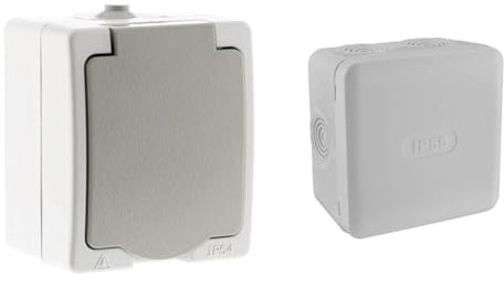Zenitech - Akya Prise 2P plus T 16A Gris Clair IP54 1 Paquet & Boite de derivation electrique - etanche exterieur - IP55 85X85 - Debflex - 718806 - Polypropylène, Gris