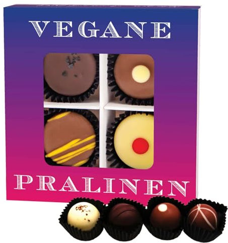 Hallingers Vegane Manufaktur Pralinen Geschenk handgemacht teilweise mit Alkohol aus Edelkakao Schokolade - Made in Germany
