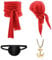 NebulaGlam Piraten Accessoires Set, Piraten Stirnband Taillengürtel mit Augenklappe Halskette, Piratenkapitän Mittelalterliche Große Schärpe für Karneval Halloween Kinder Frauen Männer (Rot)