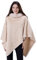 Miaikvs Damen Pullover Strickschal Cape Schal mit Pelzkragen Poncho Wrap Schal（beige）