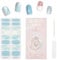 NICENEEDED 16 Pcs Blue Gel Nail Polish Strips, Floral Self-adhesive Nail Wrap UV Gel Polish Full Nail Wraps, Salon DIY Nail Wrap for Women Nail Art Manicure Design