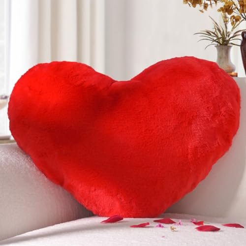 Yhoelata Cuscino Cuore, Rosso Cuscino a Forma di Cuore, Peluche Cuore Cuscini Decorativi, Piccolo Cuscini per Divano, Cuscini Bambini Cuscino Letto, 25 * 35cm