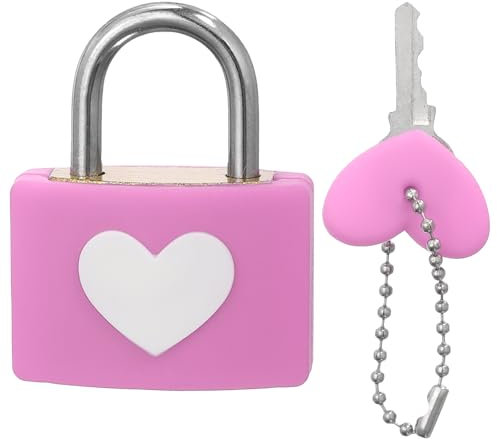 PATIKIL Love Locks Heart Padlock with Key Set, Love Couple Lock Wish Lock Romantic Heart Lock for Lovers Lock Bridge Wedding Anniversary Travel Present, Pink