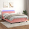 Willood Boxspringbett mit Matratze LED Rosa 140x200cm Bettgestell Bett Doppelbett Polsterbett Lattenrost Bettrahmen Hotelbett Schlafzimmerbett Samt Stil6