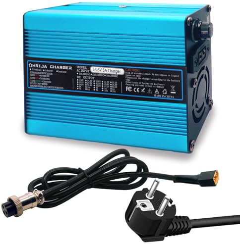 54,6 V 5 A Batterieladegerät für 48 V Lithium-Akkupack-Ladegerät, 48 V 5 A Netzteil-Ladegerät, 48.1v5A Blaue Außenseite mit A50 Anderson grau Stecker (HRH300-54.6V5AGX161+3-BL)