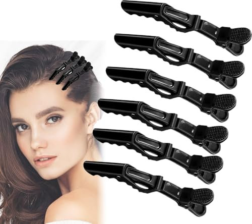 Haarschnitt-Trennklammern für Haarstyling, Positionierungsklammern, 6 Stück, schwarz