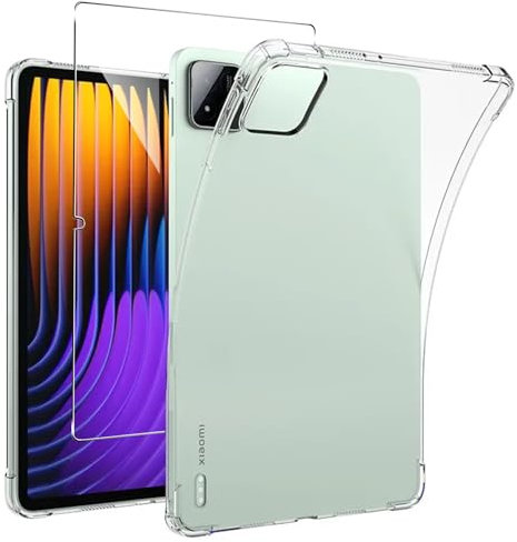 Weideworld - Carcasa para Xiaomi Pad 7/Pad 7 Pro + Protector de pantalla de cristal templado, ultra fina, a prueba de golpes, suave, a prueba de golpes, silicona TPU para Xiaomi Pad 7/Pad 7 Pro,
