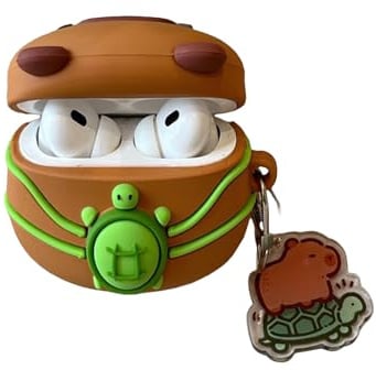 Niedliche Kawaii-Hülle für AirPods 4, kompatibel mit AirPod 4. Generation 2024, lustige Capybara-Schutzhülle, stoßfest, für AirPods 4 Gen, Schlüsselanhänger-Zubehör für Mädchen und Frauen