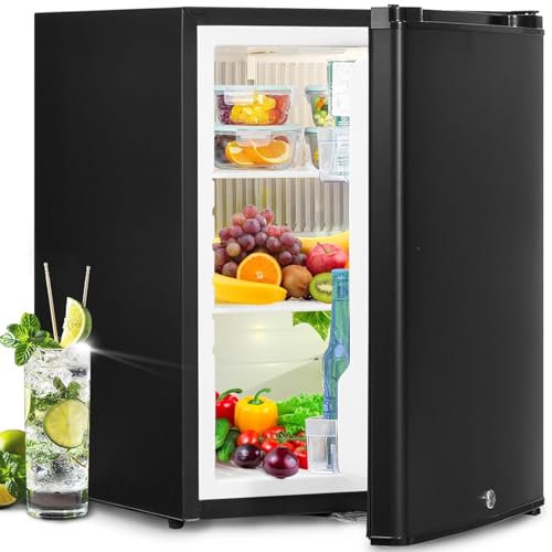 Smad 12v&240v Fridge,53L 2 Way Fridge for Campervan,Lockable,Camping,0 dB no noise for Caravan,Motorhome,Van,RV,Reversible Door,0-10℃.