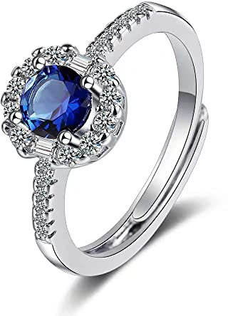 GMEDRIDAS Silber Ringe für Frauen Einstellbare Damen Ringe,Ring Blauer Stein Daumen Ring Trauringe Verlobungsringe Geschenk für Frauen