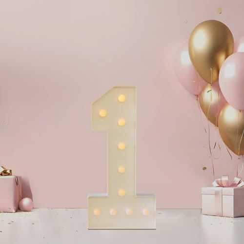 WindWilder LED Zahlen 3D Lampe Nummer Beleuchtete Ziffern 0-9, 48x100cm, 2000-3000K, für Dekoration und Atmosphäre, Nachtlichter, Rituelle, Geburtstage, Hochzeit, Bar, Schaufenster, Weiß (1)