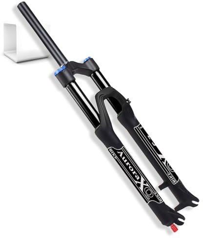 LYYCX AuroraXQ Mountain Bike Gabel 26/27,5/29 Zoll, Magnesiumlegierung 140mm Federweg Fahrrad Federgabel 9mm QR für AM, XC, MTB Downhill Cycling(Straight Manual,26 Zoll)