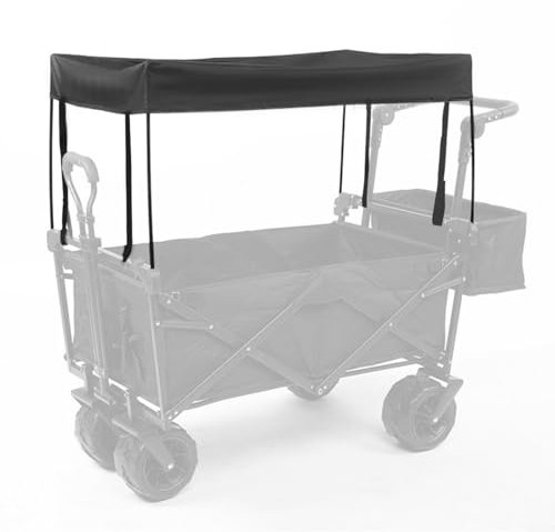 URPIZY Abnehmbare Sonnenschutz-Überdachung Für Bollerwagen, Sonnenschutzabdeckung Für Handwagen, Gartenwagen-Zubehör Aus 600D Oxford-Stoff, Schwarz, 90X47x51cm