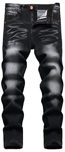 Jeans da uomo slim fit elasticizzati strappati a tubo per uomini, distressed destroyed a gamba dritta regular moda comfort vita flessibile pantaloni jeans, adolescenti moda casual skinny designer