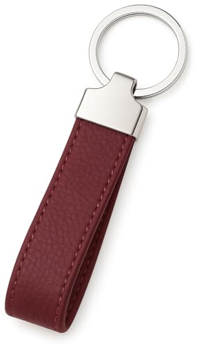 Tidero Schlüsselanhänger Leder Oslo | Geschenk Weihnachten Jahrestag Geburtstag Männer Frauen | 100% Handmade in Germany - Bordeaux Rot