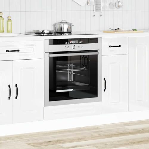 Hoopleep Kalmar Armoire de cuisine, blanc brillant, matériau dérivé du bois, 60 x 46 x 81,5 cm, pieds réglables, armoire de cuisine pour four, micro-ondes, peu encombrante