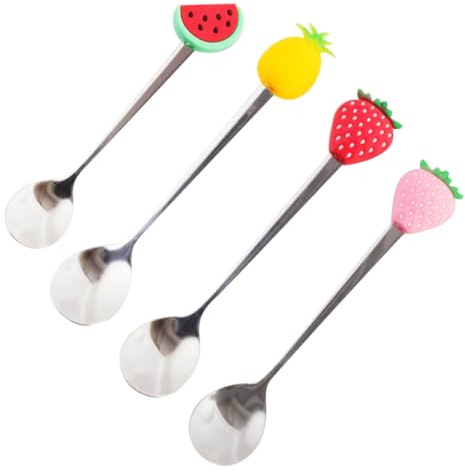 Dessertlöffel mit Fruchtgriff aus Edelstahl und Silikon