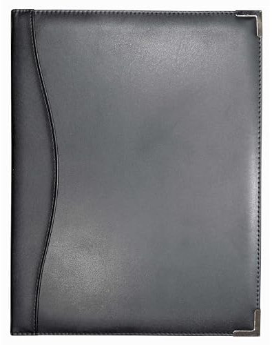 PU Leather A4 Ring Binder | Document Folder | Executive Conference Folder | Soft PU Leather Cover | Strong 4 Ring System | Silver Protective Corners