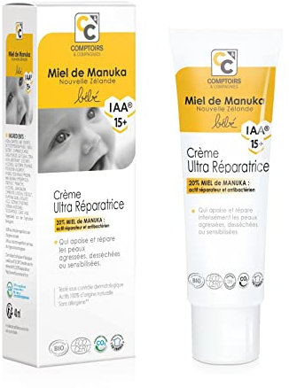 COMPTOIRS ET COMPAGNIES - Crème Ultra Réparatrice au Miel de Manuka IAA15+ - Apaise et Protège la Peau de Bébé - Certifiée Bio - 40ml