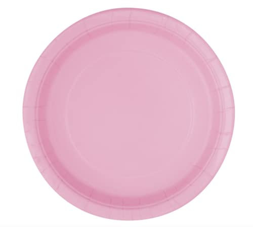 Unique Party - Platos de Papel - 17.1 cm - Rosa Claro - Paquete de 8 (30876)